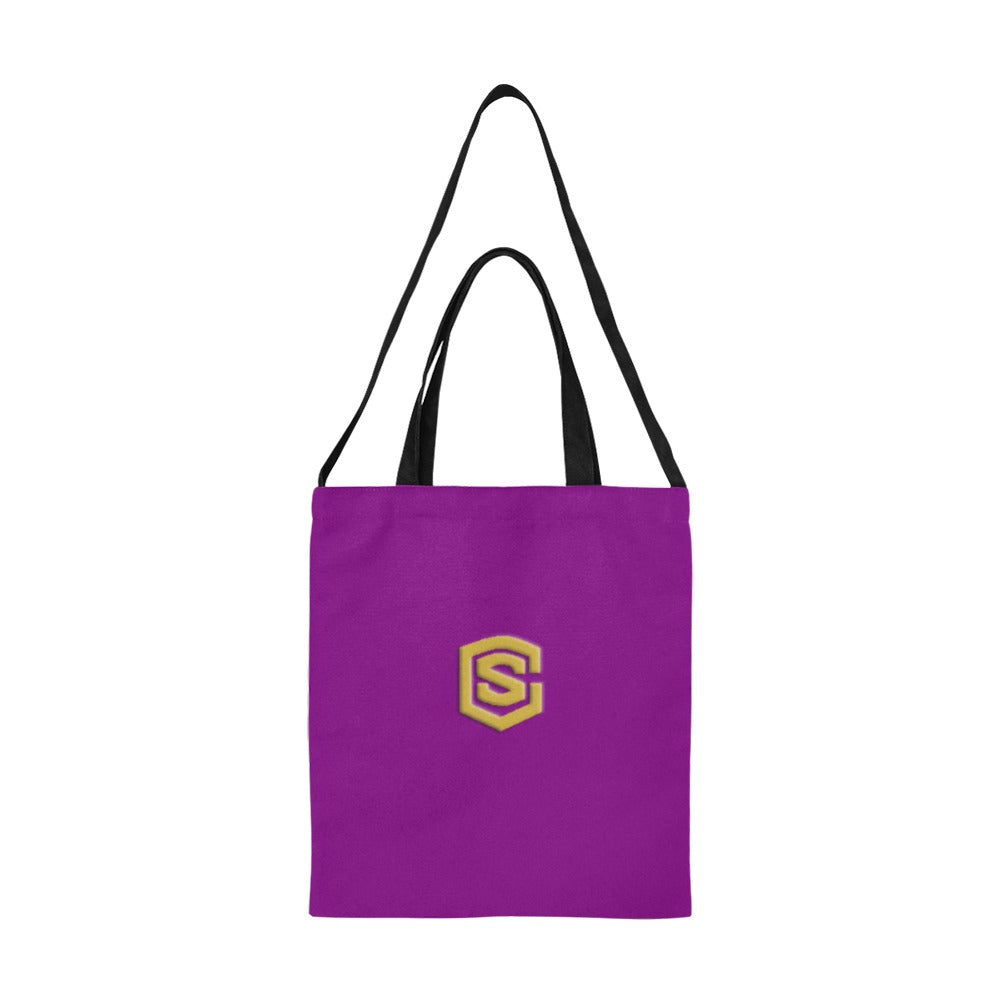 Purple All Over Print Canvas Tote Bag With Gold Logo All Over Print Canvas Tote Bag(Model1698)(Medium)