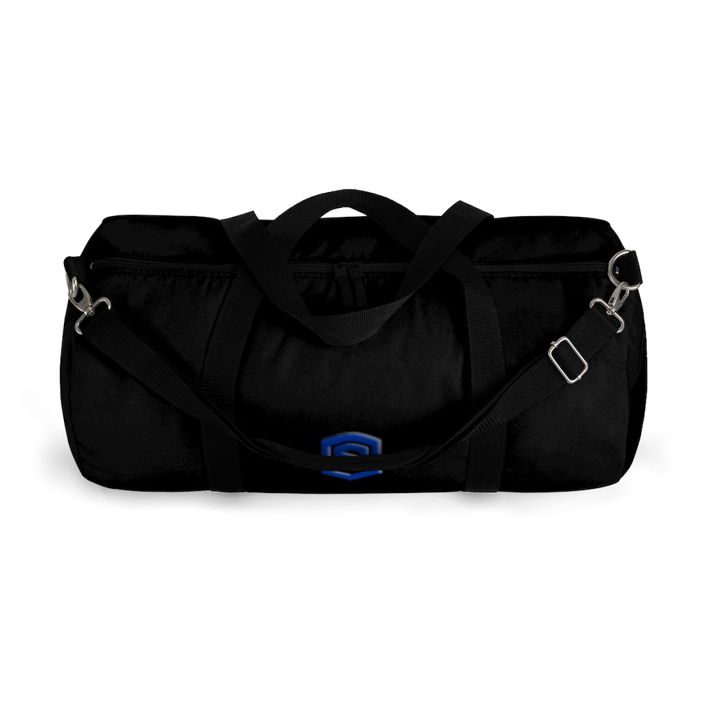 Black Duffel Bag Blue Logo