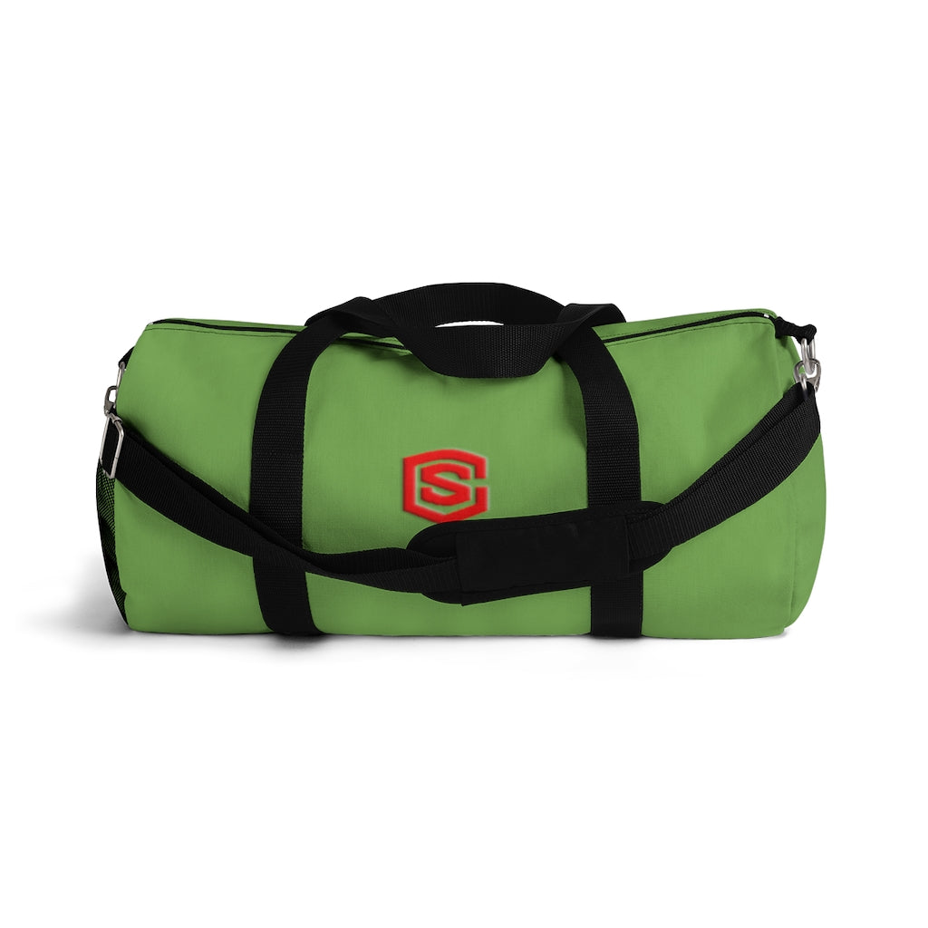 Green Duffel Bag Red Logo