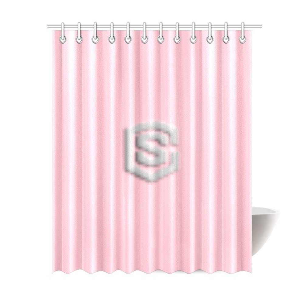 Pink Shower Curtain 69"x84" with Silver Logo Shower Curtain 69"x84"
