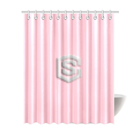 Pink Shower Curtain 69"x84" with Silver Logo Shower Curtain 69"x84"