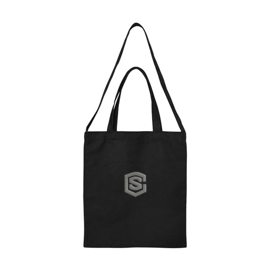 Black All Over Print Canvas Tote Bag With Grey Logo All Over Print Canvas Tote Bag(Model1698)(Medium)