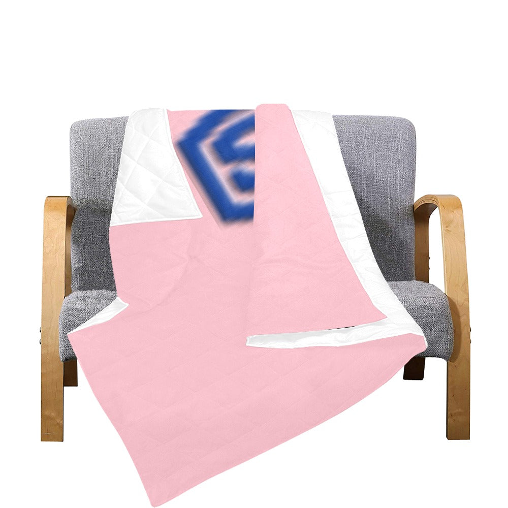 Pink  Quilt with Blue Logo Custom Quilt  70" x 80"