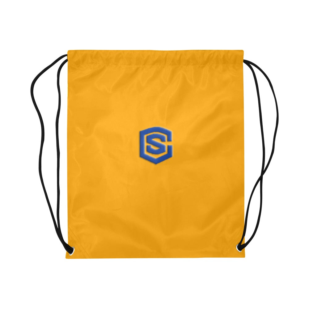 Orange Drawstring Bags Large With Blue Logo Drawstring Bags (Model 1604) (Large)