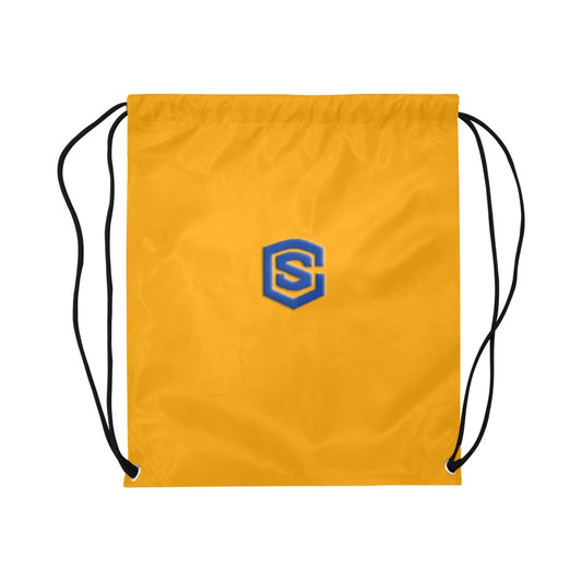 Orange Drawstring Bags Large With Blue Logo Drawstring Bags (Model 1604) (Large)