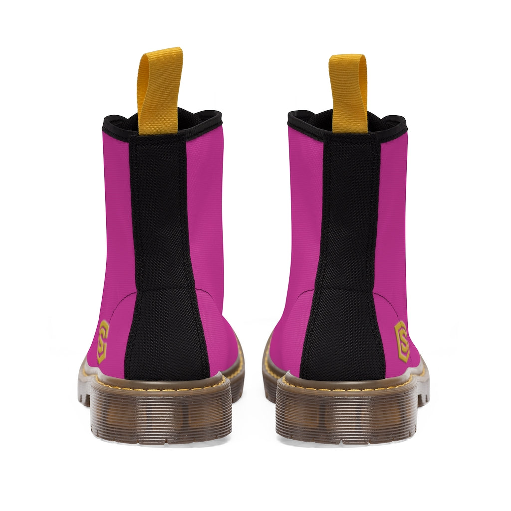 Pink Men's Canvas Boots Gold Logo