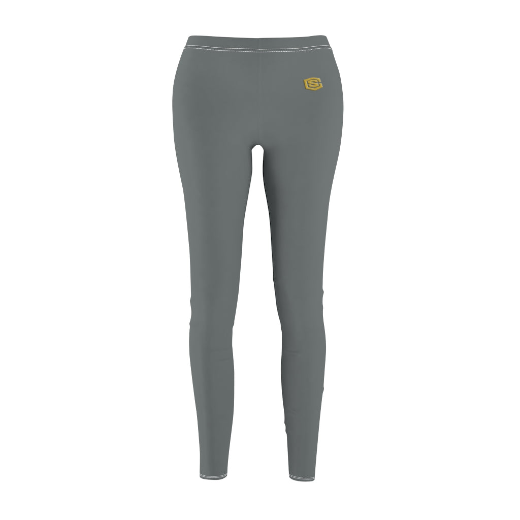 Grey Women's Cut & Sew Casual Leggings Gold logo