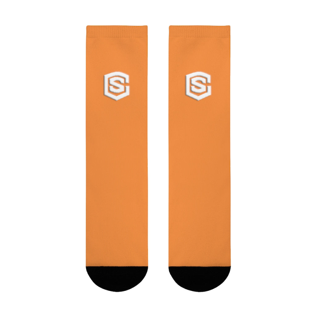 orange Sublimation Crew Socks (EU) white Logo