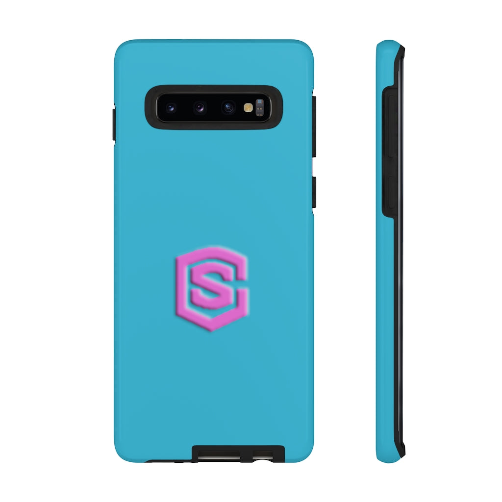 Blue Tough Cases Pink Logo