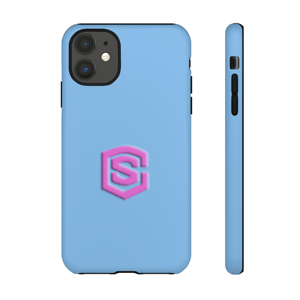 Blue Tough Cases Pink Logo