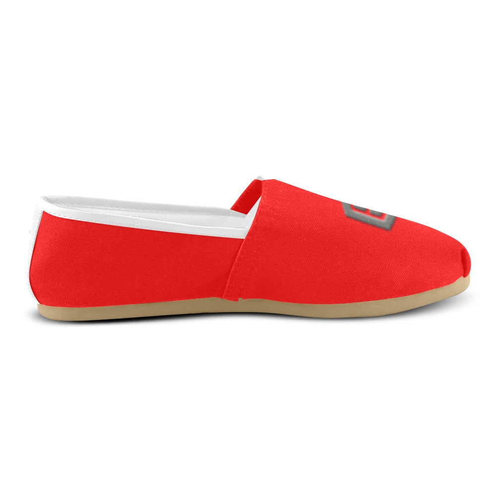 RED Casual Canvas Women's WITH GRAY LOGO Casual Canvas Women's Shoes (Model 004) (Designs are mirrored)