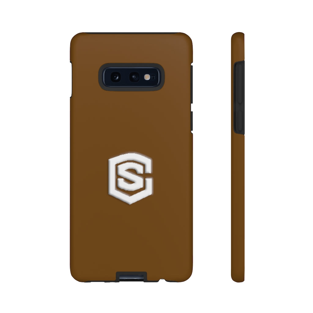 Brown Tough Cases White Logo