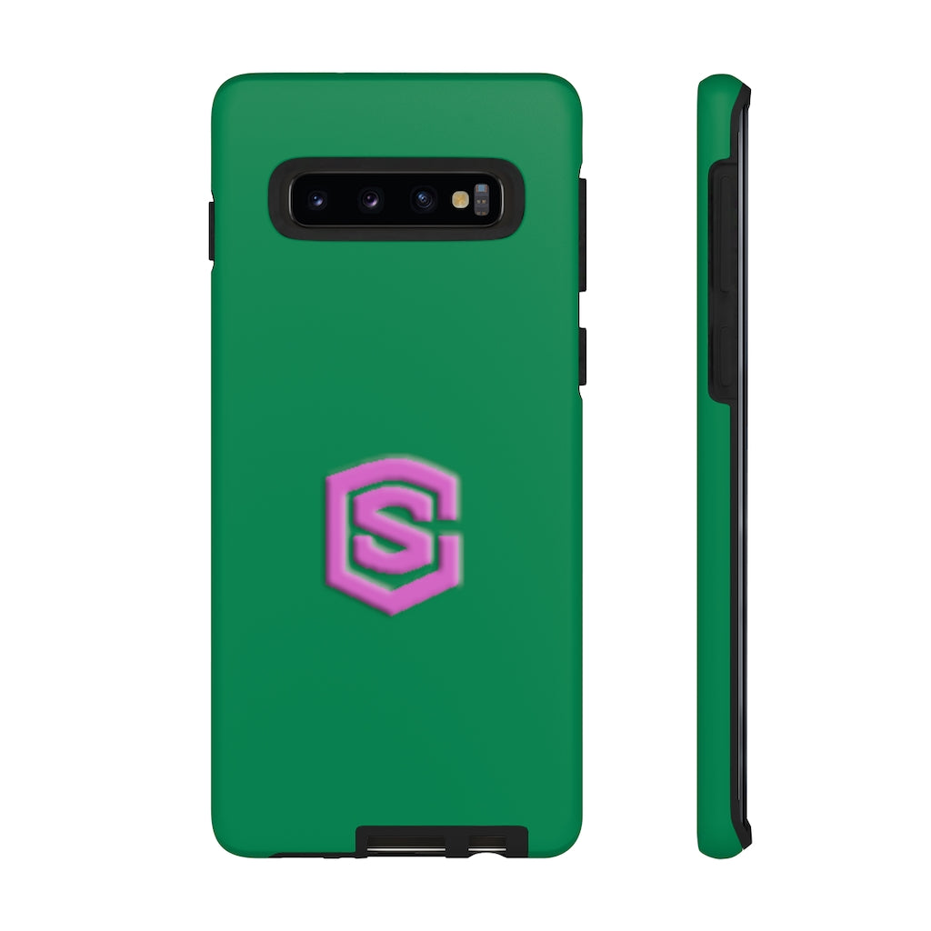 Green Tough Cases Pink Logo