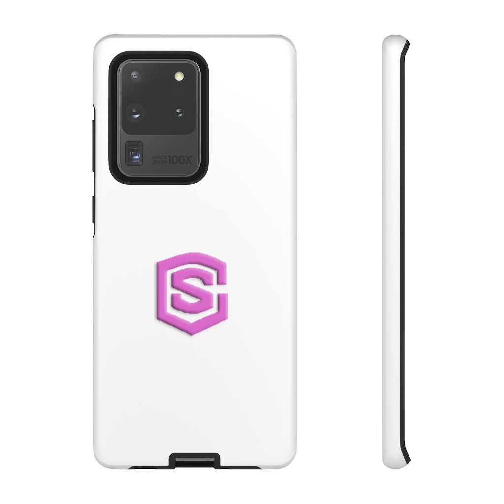 White Tough Cases Pink Logo