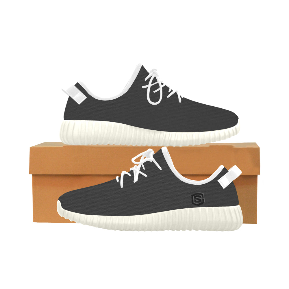 black logo Grus Women's Breathable Woven Running Shoes (Model 022)