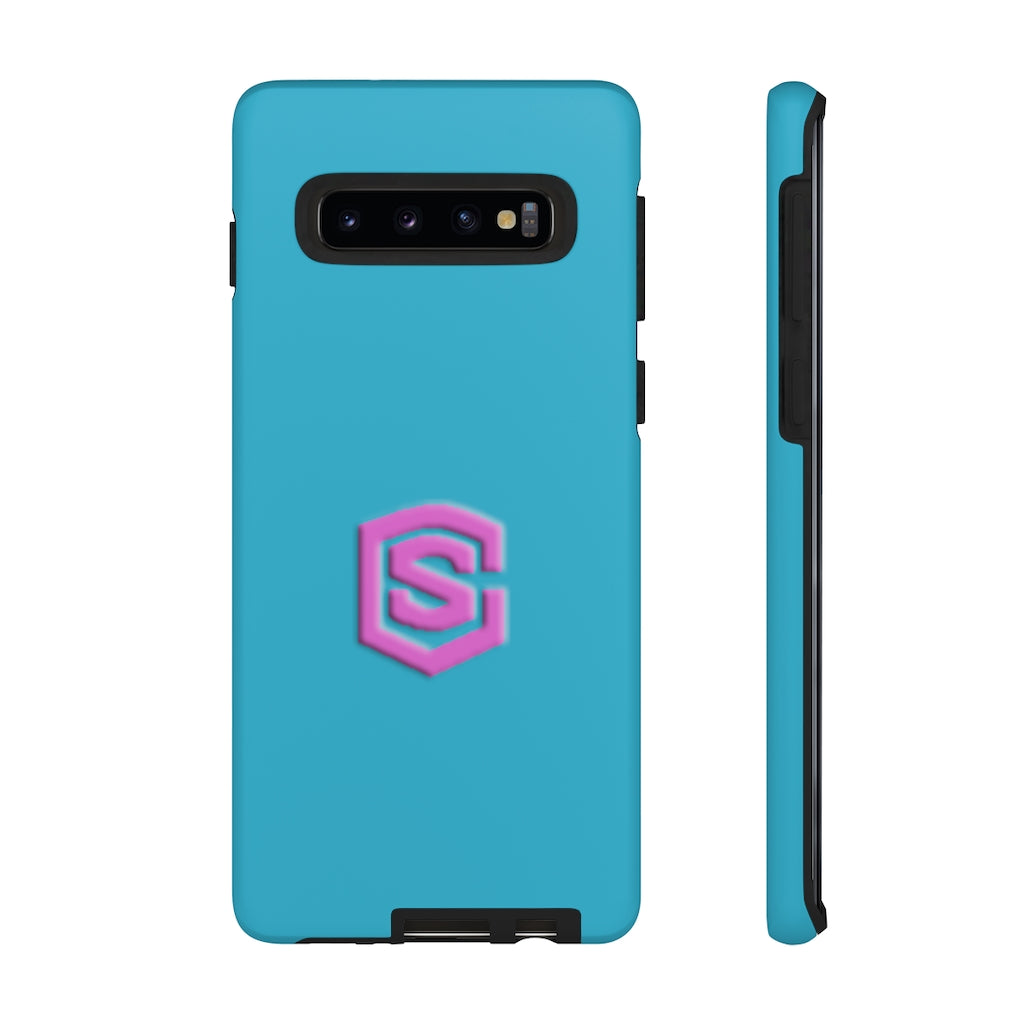 Blue Tough Cases Pink Logo