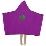 Purple Kids' Hooded Bath Towels with Green Logo Kids' Hooded Bath Towels