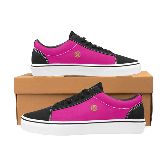 gold logo Women's Low Top Skateboarding Shoes (Model E001-2)