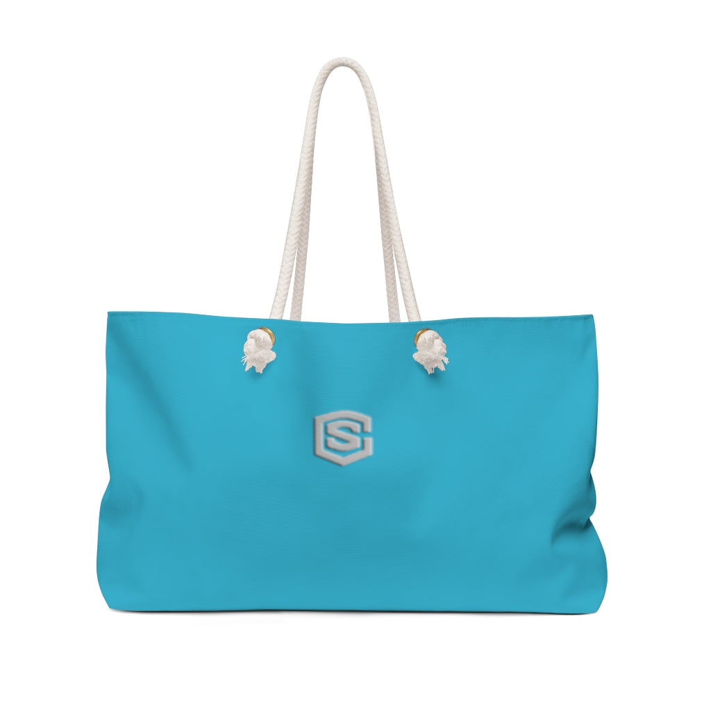 Blue Weekender Bag Silver Logo