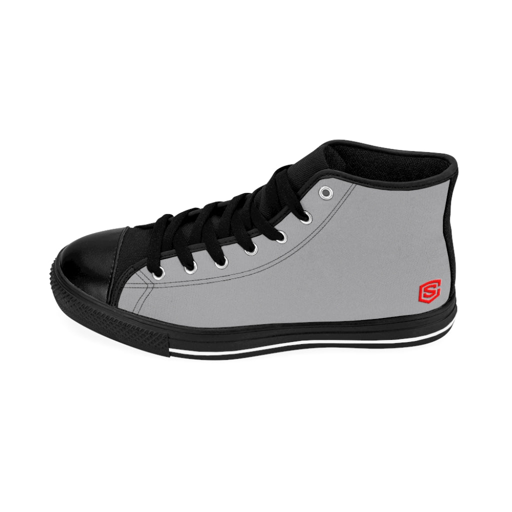 grey Women's High-top Sneakers Red logo