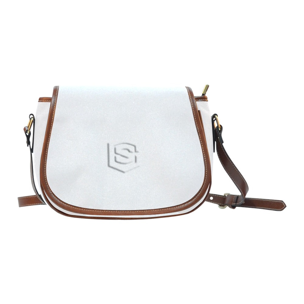 WHITE Saddle Bag WITH WHITE LOGO Saddle Bag (Model 1649) (Small)