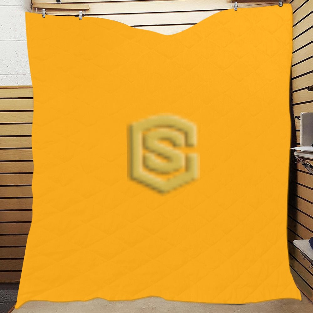 Orange Quilt with Gold Logo Custom Quilt  70" x 80"