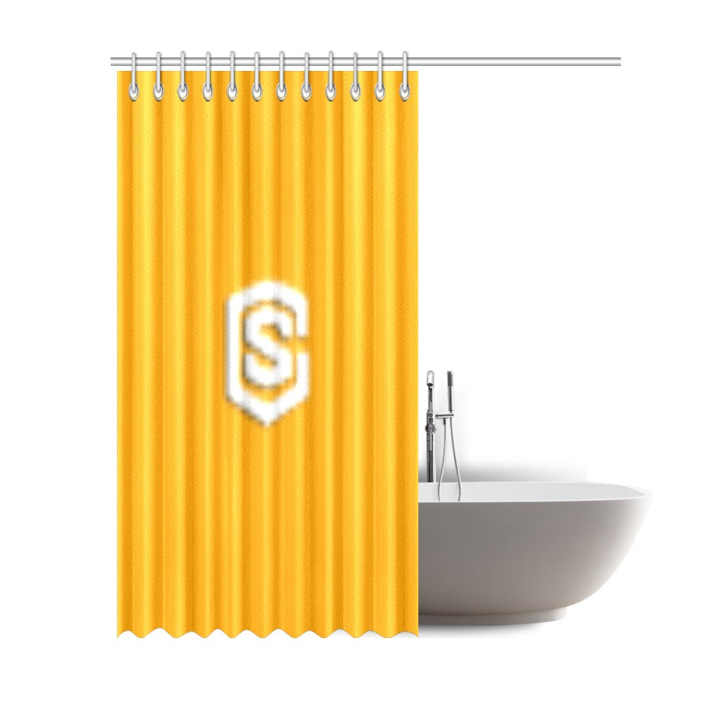 Orange Shower Curtain 69"x84" with White Logo Shower Curtain 69"x84"