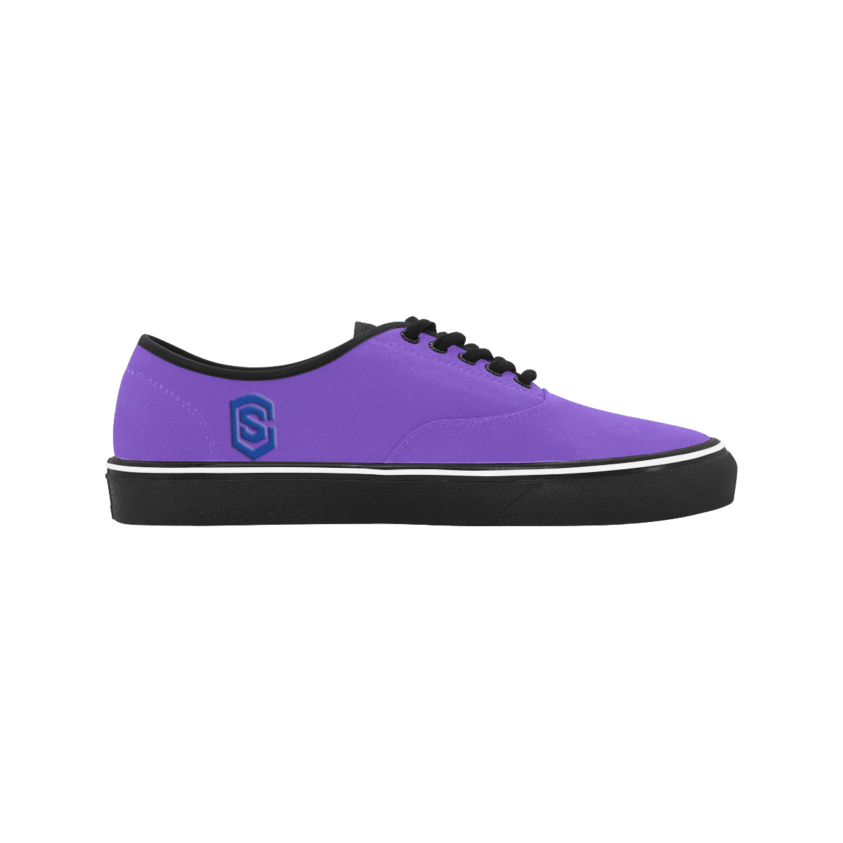 blue logo Classic Men's Canvas Low Top Shoes/Large (Model E001-4)