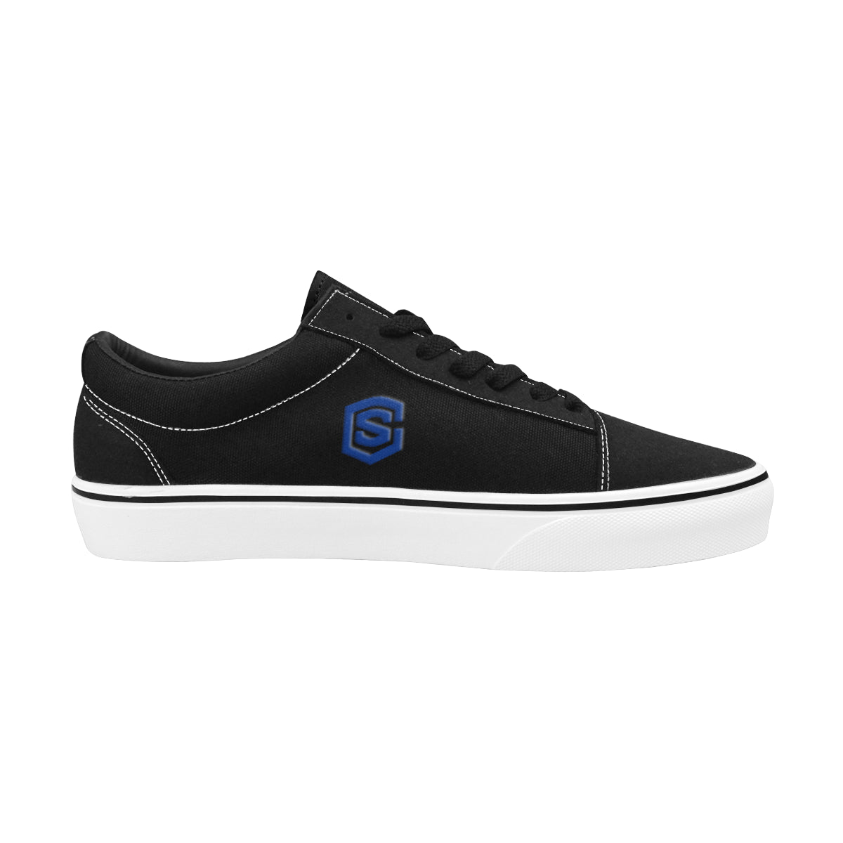 blue logo Men's Low Top Skateboarding Shoes (Model E001-2)