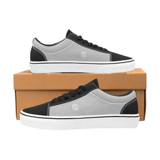 white logo Women's Low Top Skateboarding Shoes (Model E001-2)