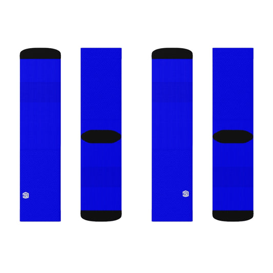 Blue Sublimation Socks with White Logo
