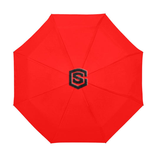 Red Anti-UV Automatic Umbrella With Black Logo Anti-UV Automatic Umbrella(Outside Printing)(Model U09)