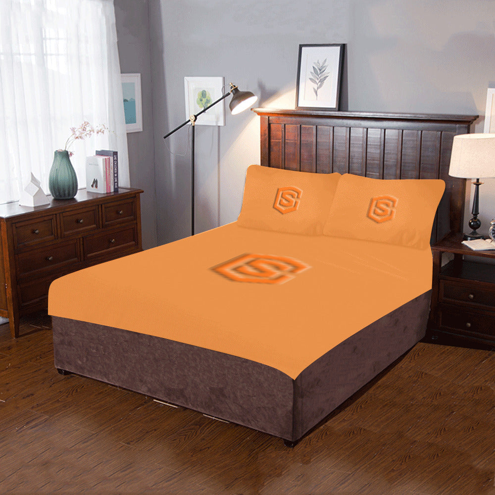 Orange Duvet Cover Orange Logo 3-Piece Bedding Set (1 Duvet Cover 86"x70"; 2 Pillowcases 20"x30")(One Side)