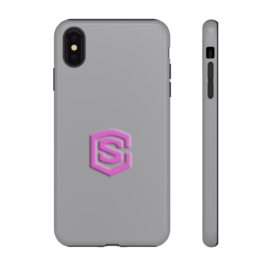 Grey Tough Cases Pink Logo