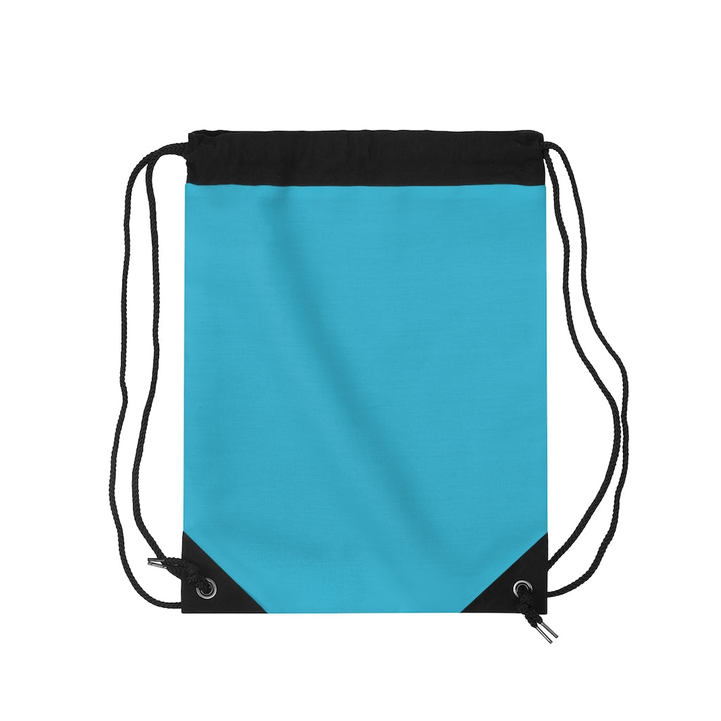 Blue Drawstring Bag Silver logo
