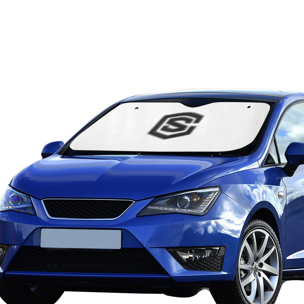 WHITE AUTO SUN SHADE WITH BLACK LOGO Auto Sun Shade 55" x 29.53"