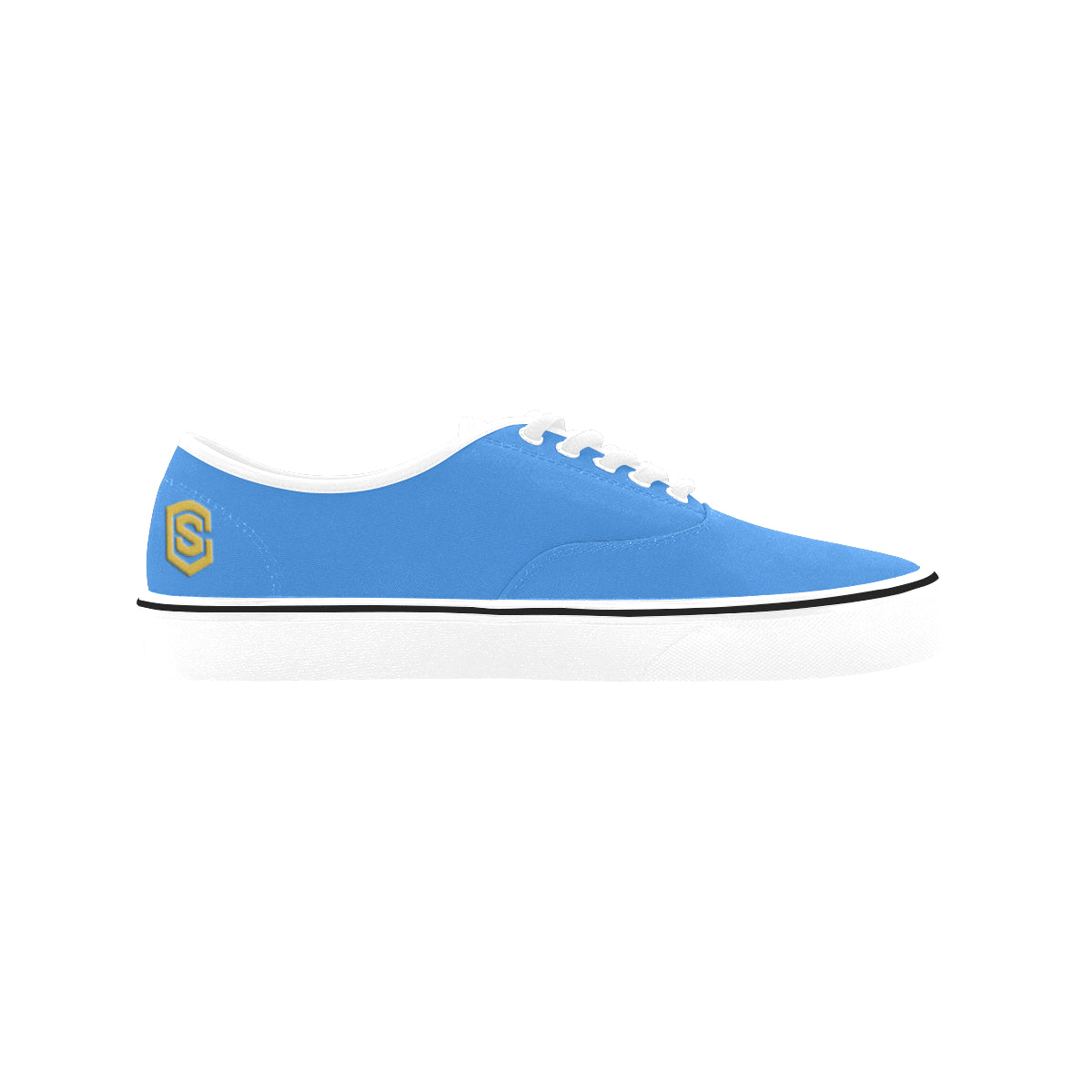 gold logo Classic Women's Canvas Low Top Shoes (Model E001-4)