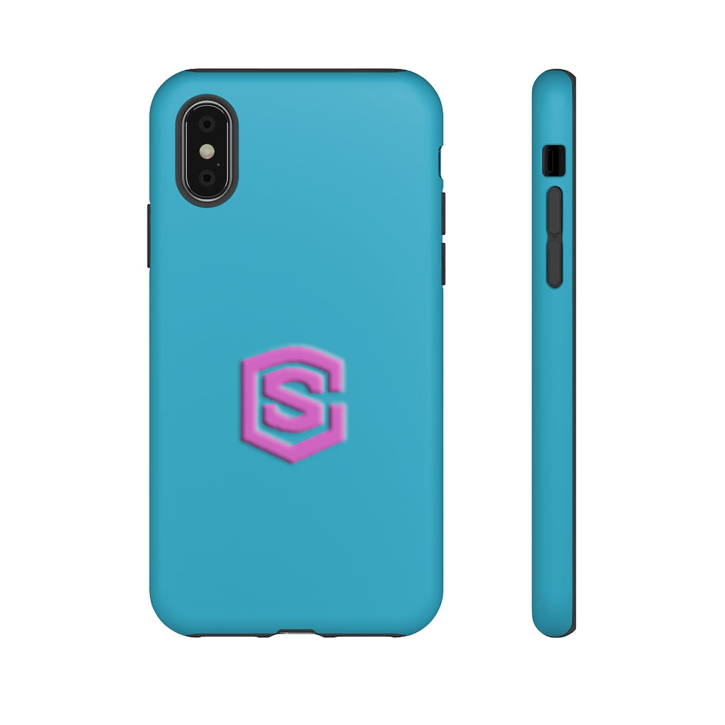Blue Tough Cases Pink Logo
