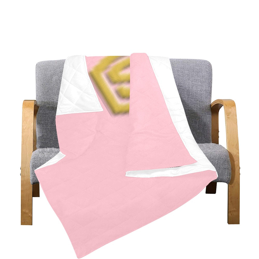 Pink  Quilt with Gold Logo Custom Quilt  70" x 80"