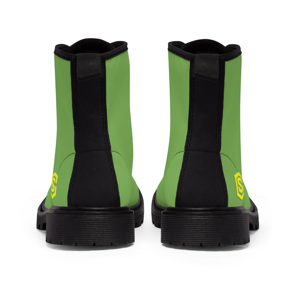 Green Men's Canvas Boots Yellow Logo