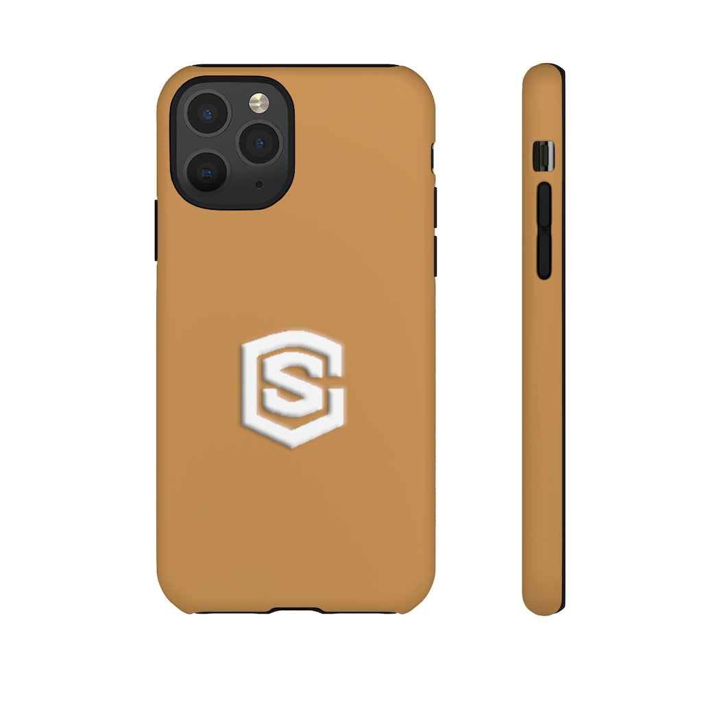 Brown Tough Cases White Logo