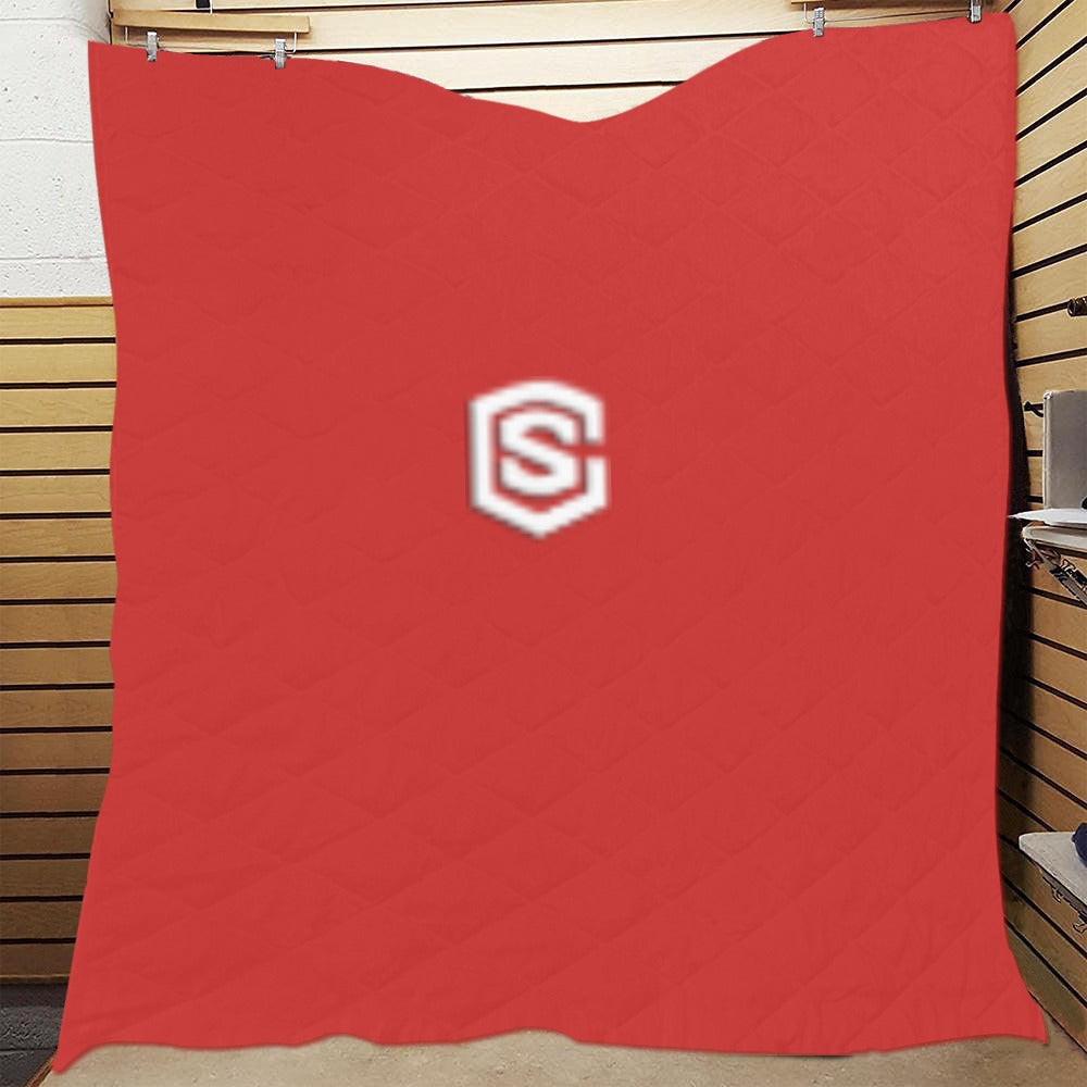 RED CUSTOM QUILT  WHITE LOGO Custom Quilt  70" x 80"