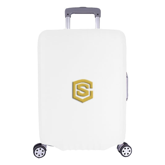 WHITE LUGGAGE COVER WITH GOLD LOGO Luggage Cover (Large Size) (26"-28")