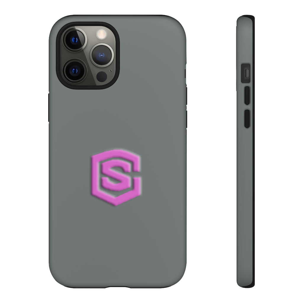 Grey Tough Cases Pink Logo