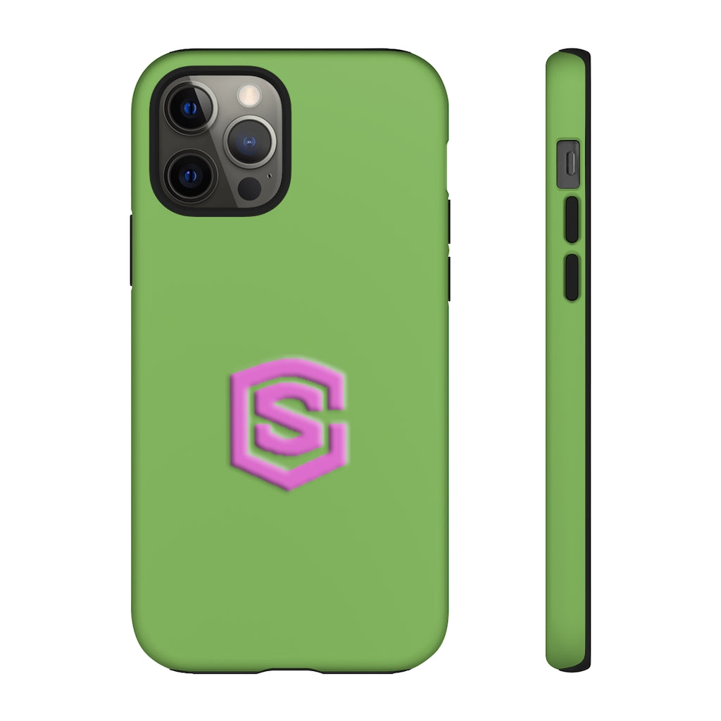 Green Tough Cases Pink Logo