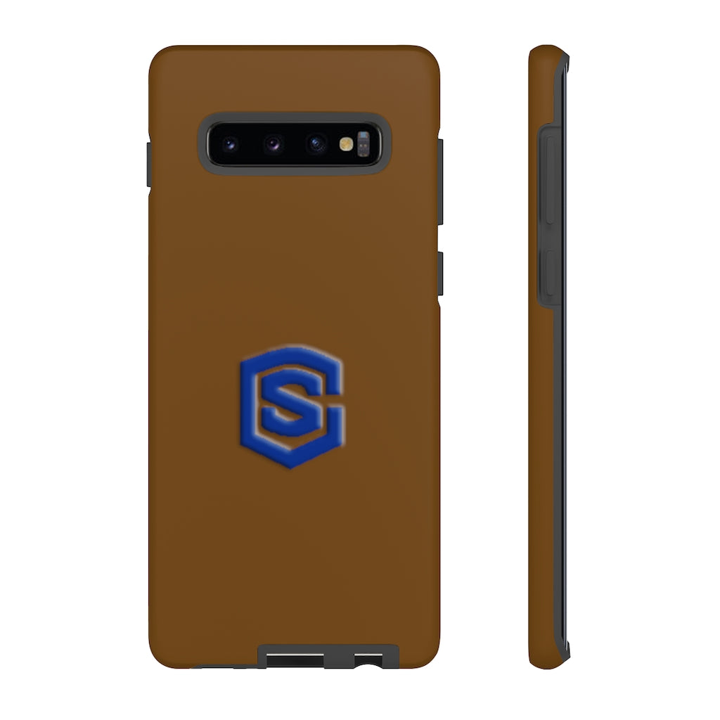 Brown Tough Cases Blue Logo