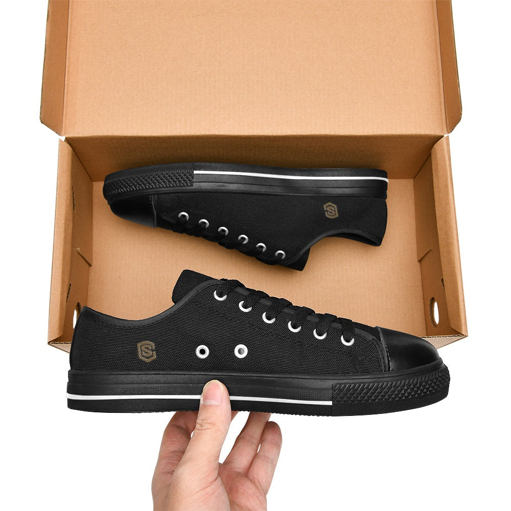 brown Logo Men's Classic Canvas Shoes (Model 018)