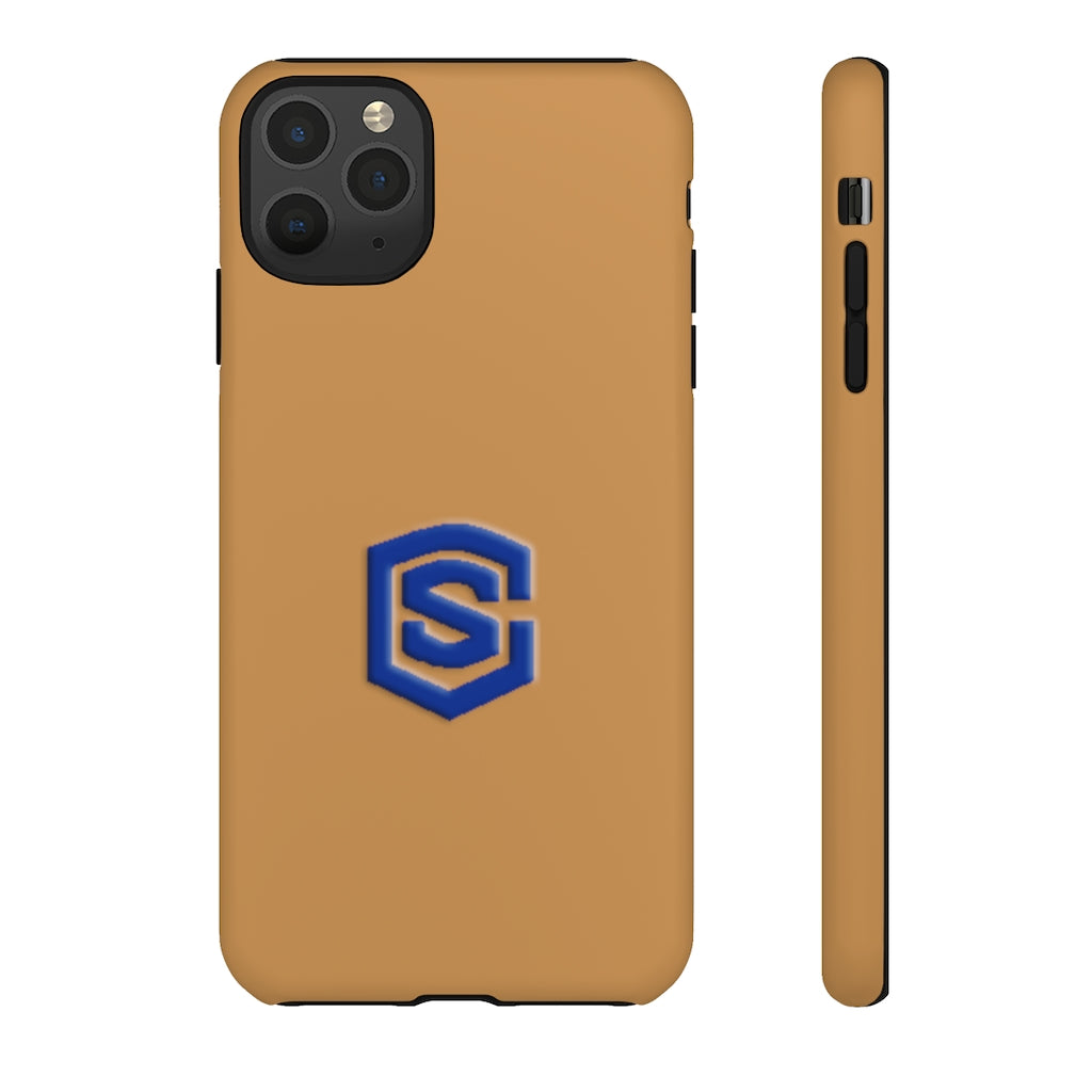 Brown Tough Cases Blue Logo