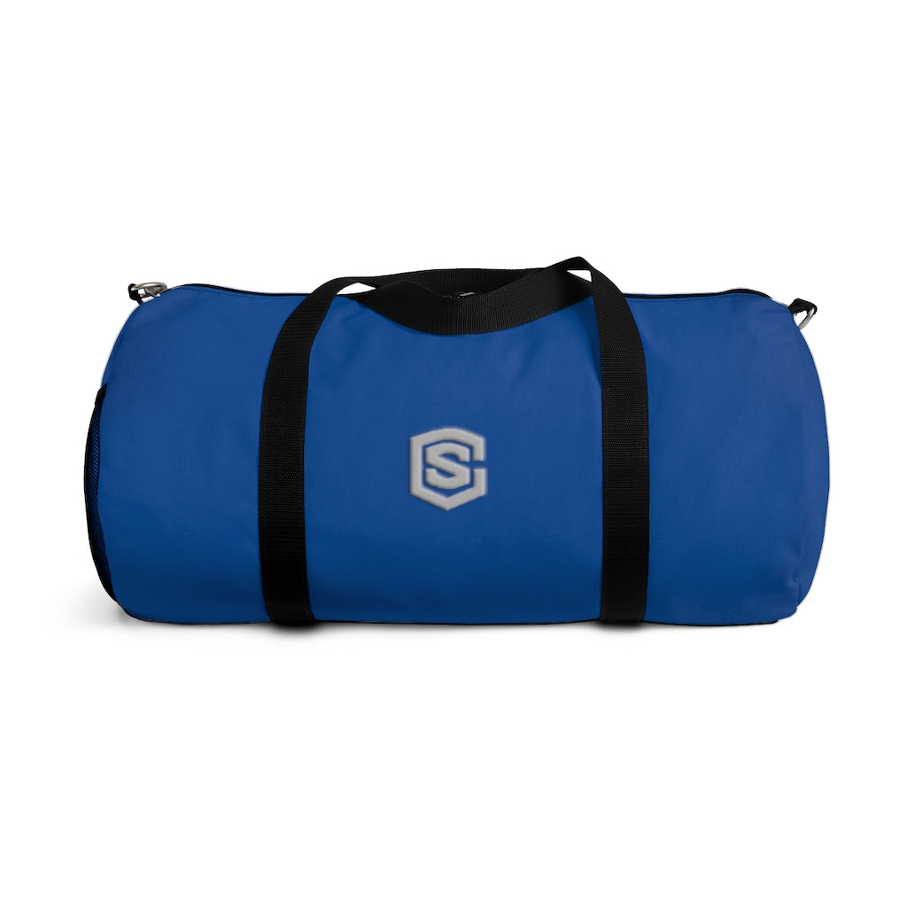 Blue Duffel Bag Silver Logo