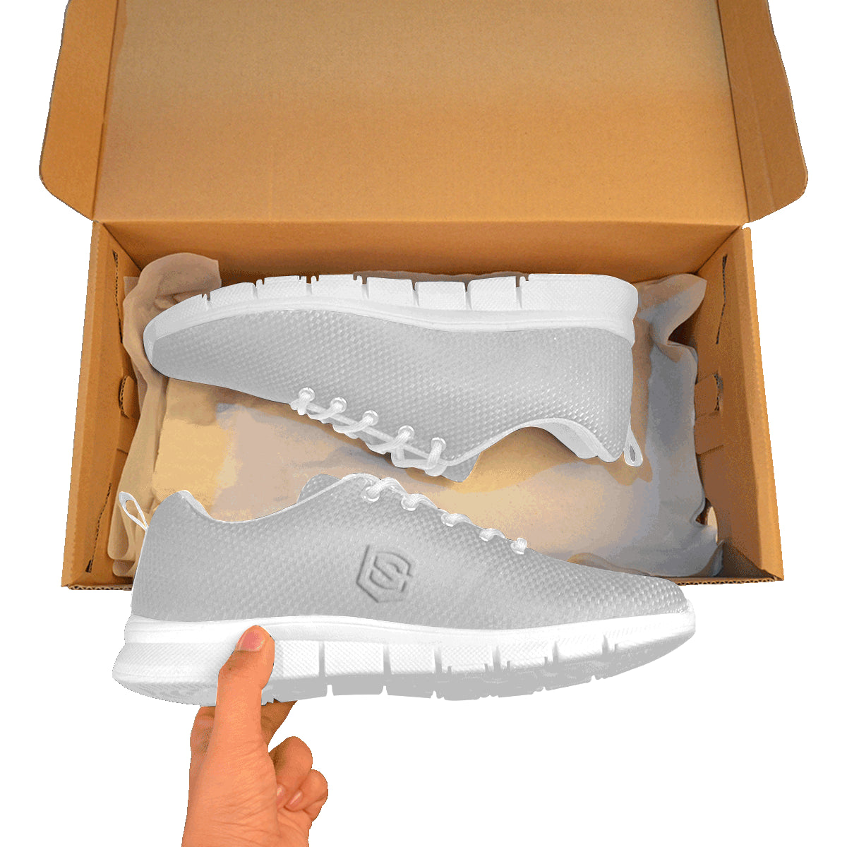 silver logo Women's Breathable Running Shoes (Model 055)